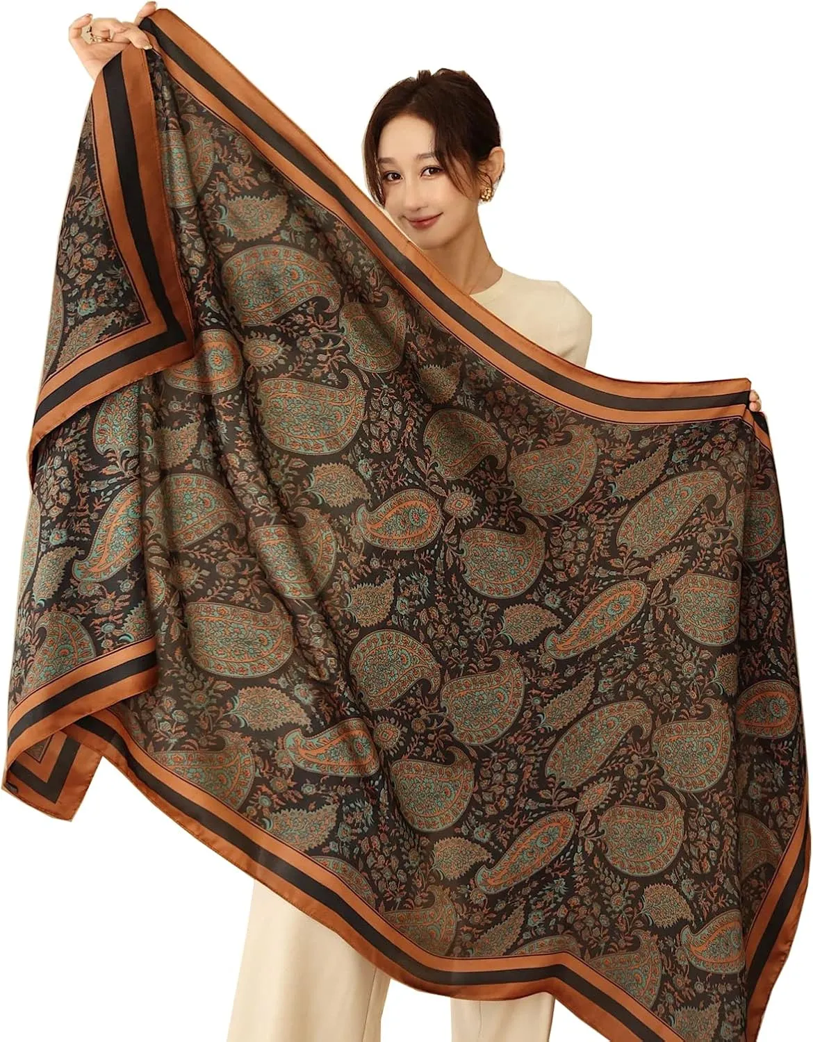 Fashion Scarves Scarf 100% Silk Feeling Scarf Silk Like Scarves Long Lightweight Sunscreen Shawls for Women