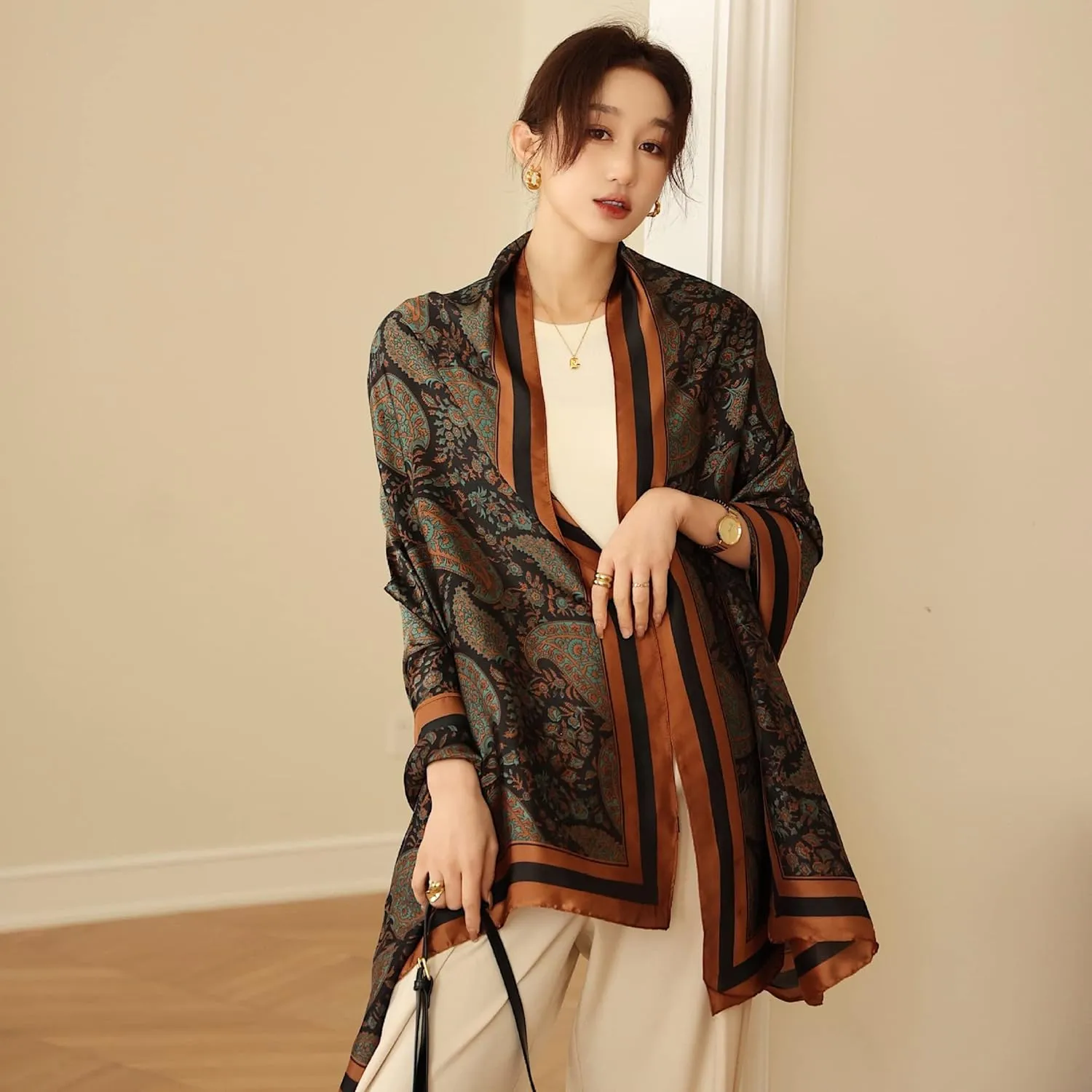 Fashion Scarves Scarf 100% Silk Feeling Scarf Silk Like Scarves Long Lightweight Sunscreen Shawls for Women