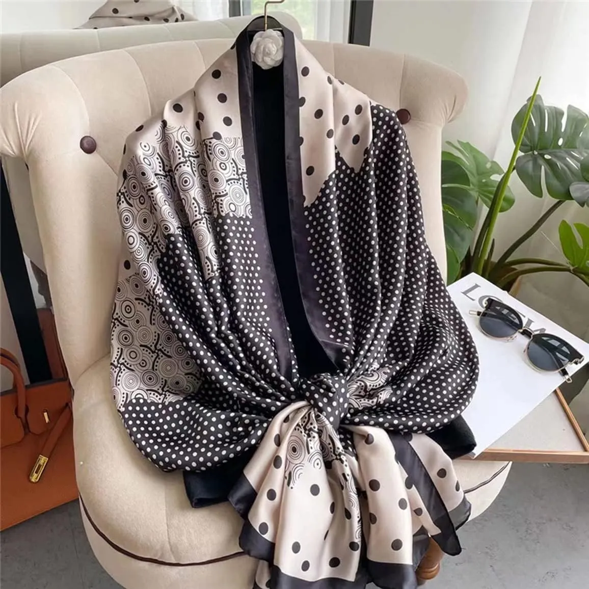 Fashion Scarves Scarf 100% Silk Feeling Scarf Silk Like Scarves Long Lightweight Sunscreen Shawls for Women
