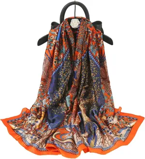 Fashion Scarves Scarf 100% Silk Feeling Scarf Silk Like Scarves Long Lightweight Sunscreen Shawls for Women