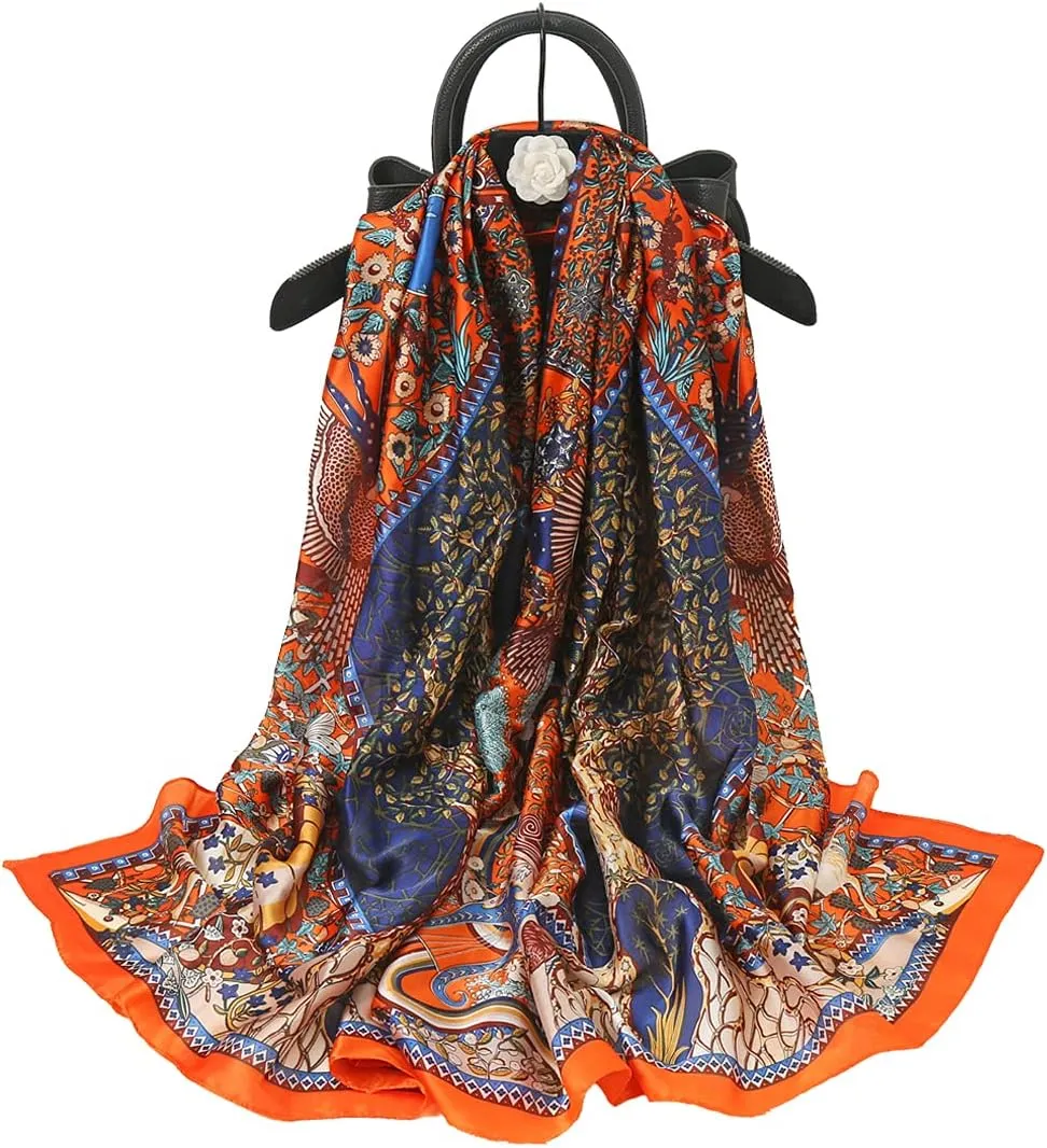 Fashion Scarves Scarf 100% Silk Feeling Scarf Silk Like Scarves Long Lightweight Sunscreen Shawls for Women