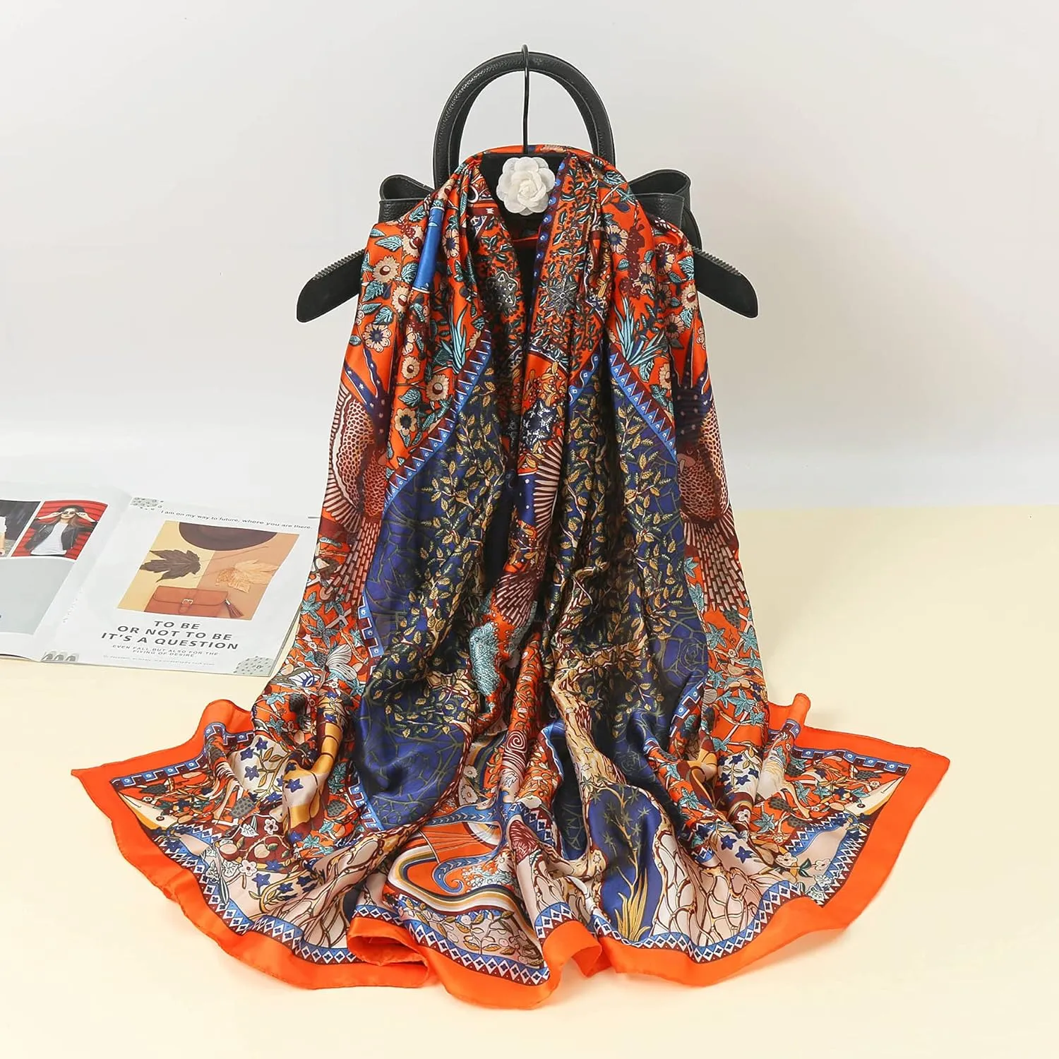 Fashion Scarves Scarf 100% Silk Feeling Scarf Silk Like Scarves Long Lightweight Sunscreen Shawls for Women