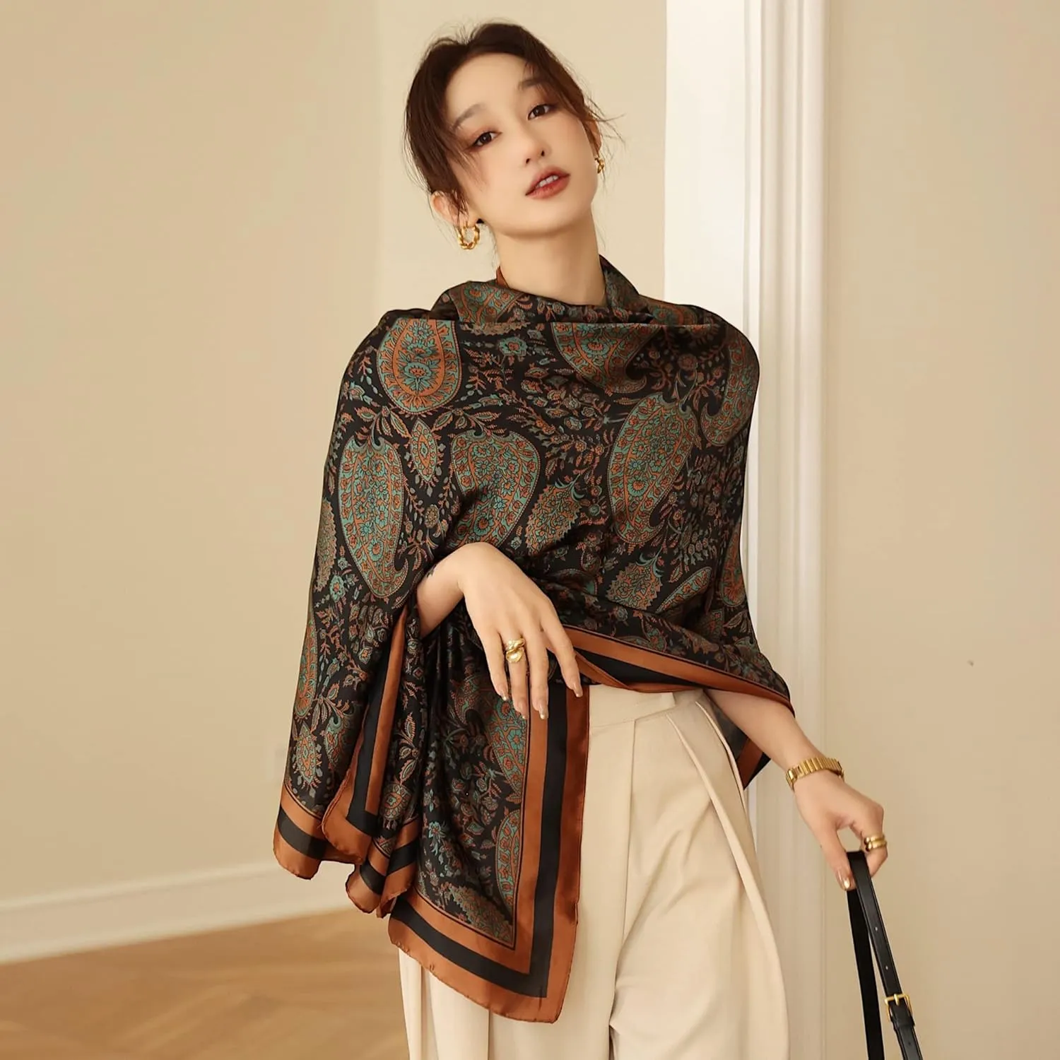 Fashion Scarves Scarf 100% Silk Feeling Scarf Silk Like Scarves Long Lightweight Sunscreen Shawls for Women