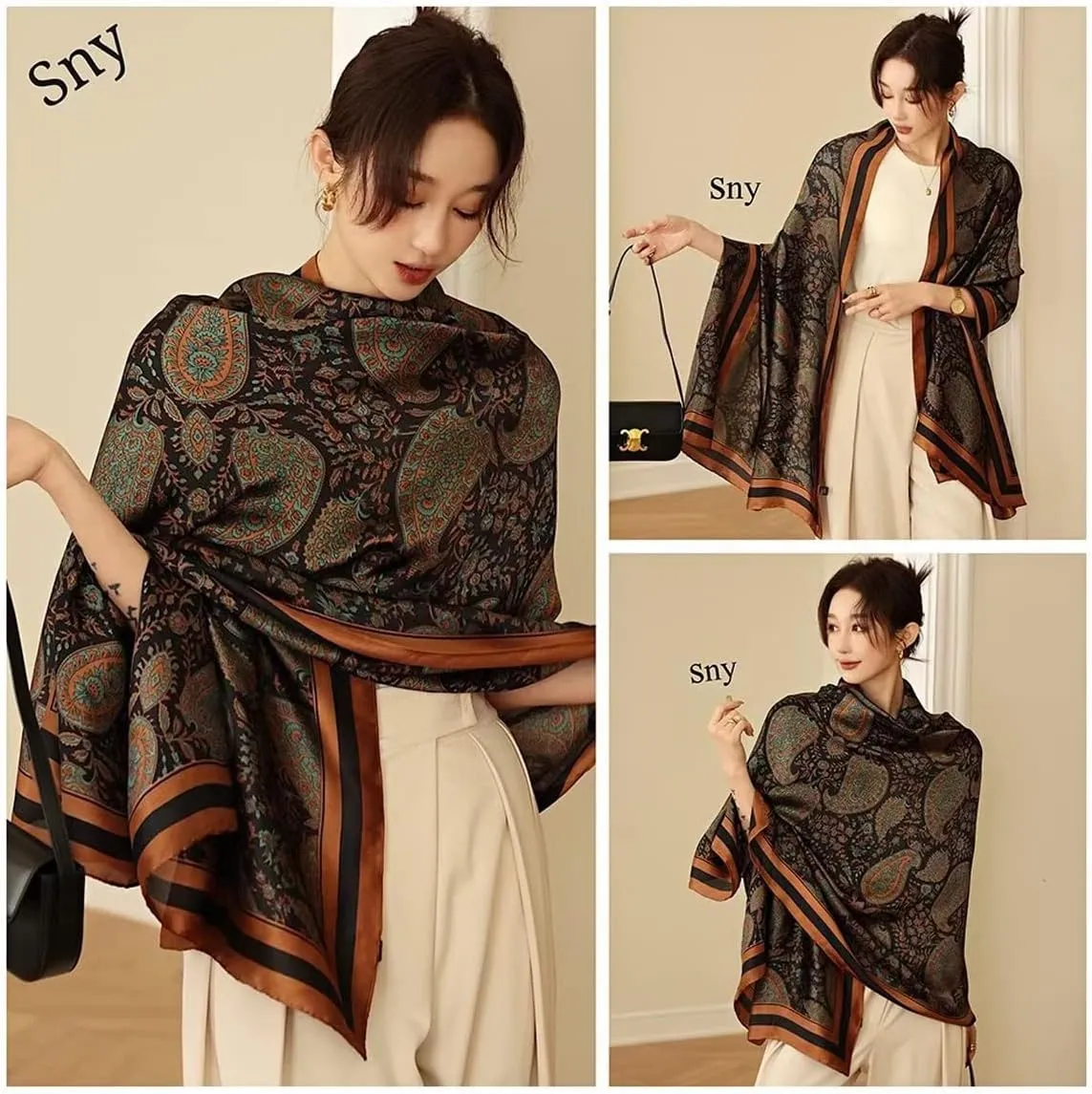 Fashion Scarves Scarf 100% Silk Feeling Scarf Silk Like Scarves Long Lightweight Sunscreen Shawls for Women