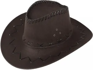 Faux Leather Wide Brim Western Cowboy Hat for Men Women Vintage Roll Up Cowgirl Caps Sun Hat Cowboy Costume Accessories
