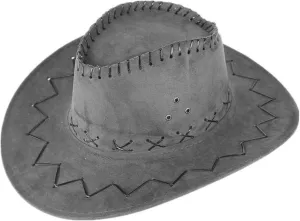 Faux Leather Wide Brim Western Cowboy Hat for Men Women Vintage Roll Up Cowgirl Caps Sun Hat Cowboy Costume Accessories