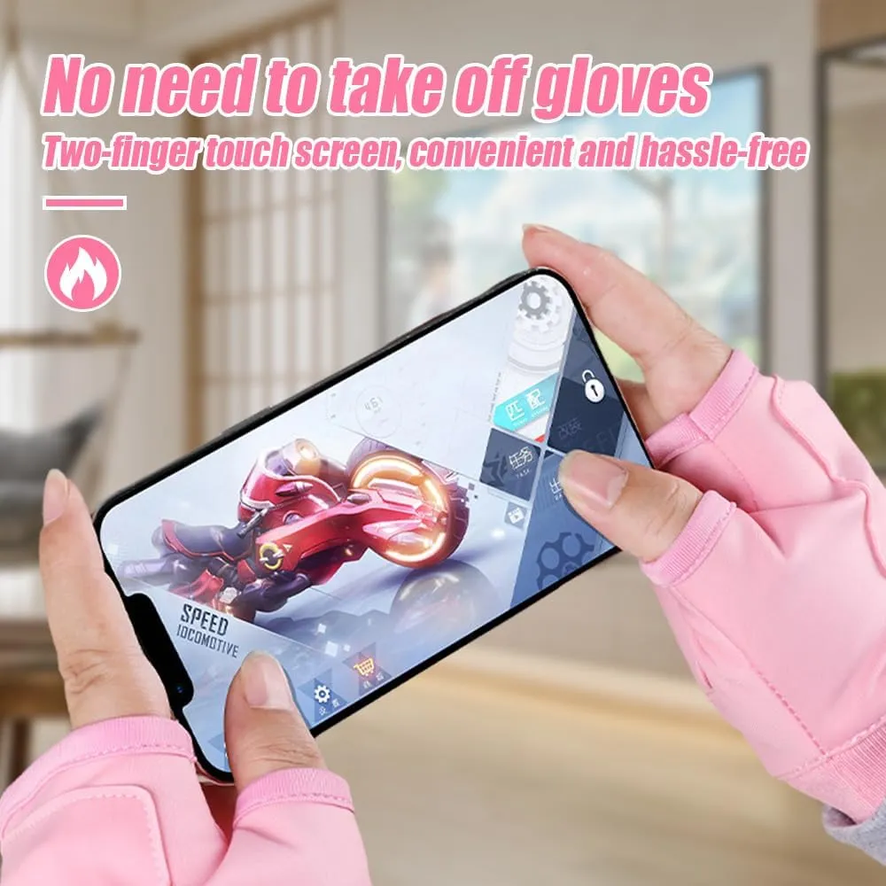 Fingerless Heating Gloves, Smart Thermostatic Heating Gloves, Rechargeable Winter Wind and Cold Electric Gloves, Winter Hand Warming Rechargeable Five-Finger Gloves, Bicycle Skiing