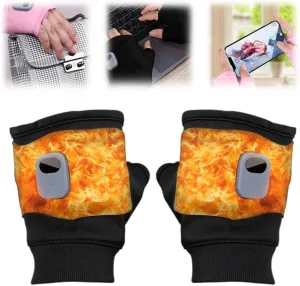 Fingerless Heating Gloves, Smart Thermostatic Heating Gloves, Rechargeable Winter Wind and Cold Electric Gloves, Winter Hand Warming Rechargeable Five-Finger Gloves, Bicycle Skiing