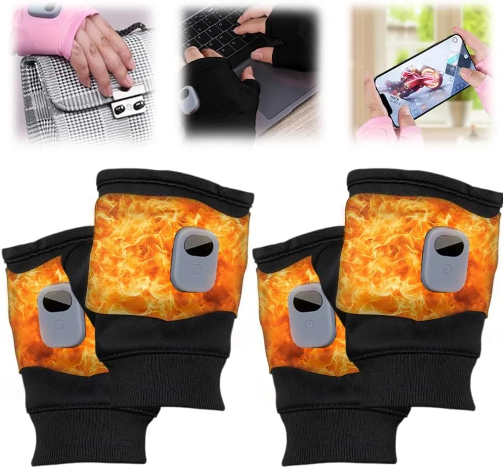 Fingerless Heating Gloves, Smart Thermostatic Heating Gloves, Rechargeable Winter Wind and Cold Electric Gloves, Winter Hand Warming Rechargeable Five-Finger Gloves, Bicycle Skiing