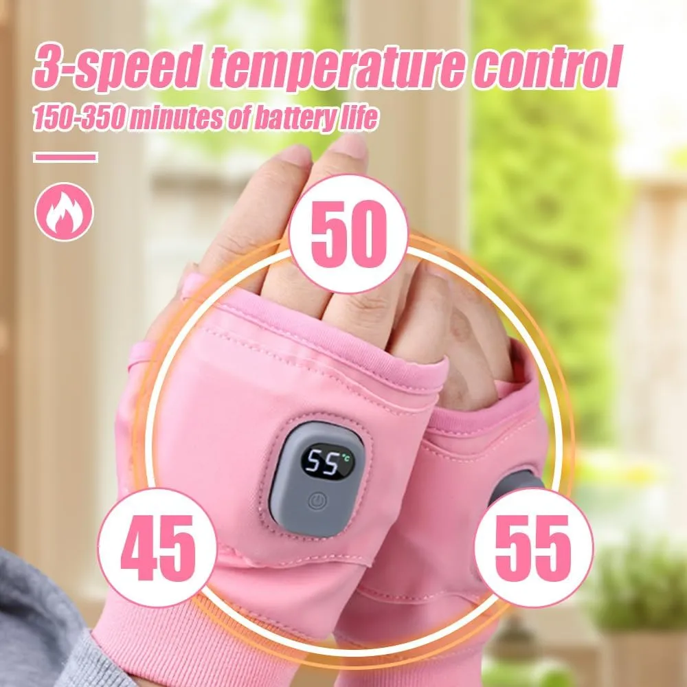 Fingerless Heating Gloves, Smart Thermostatic Heating Gloves, Rechargeable Winter Wind and Cold Electric Gloves, Winter Hand Warming Rechargeable Five-Finger Gloves, Bicycle Skiing