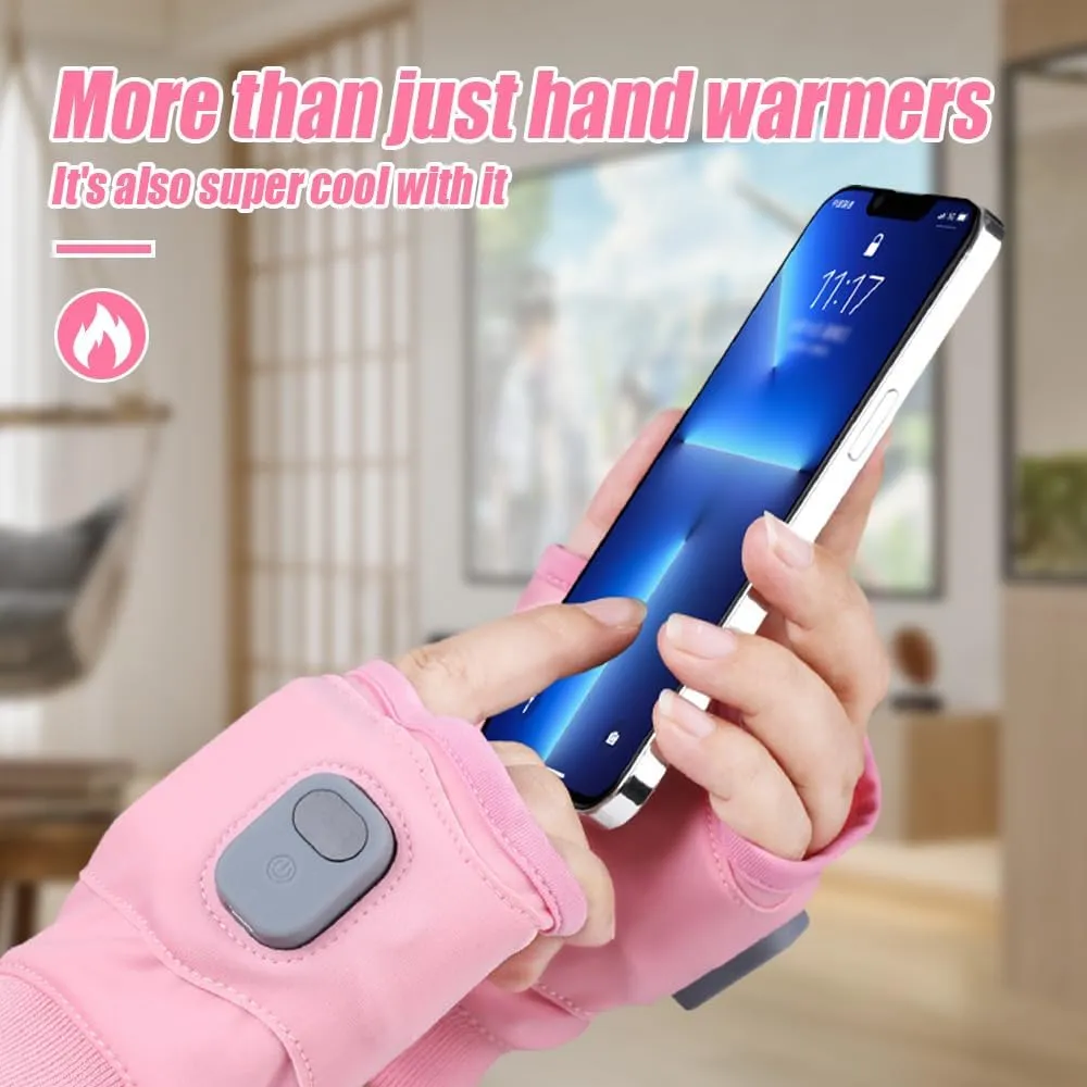 Fingerless Heating Gloves, Smart Thermostatic Heating Gloves, Rechargeable Winter Wind and Cold Electric Gloves, Winter Hand Warming Rechargeable Five-Finger Gloves, Bicycle Skiing