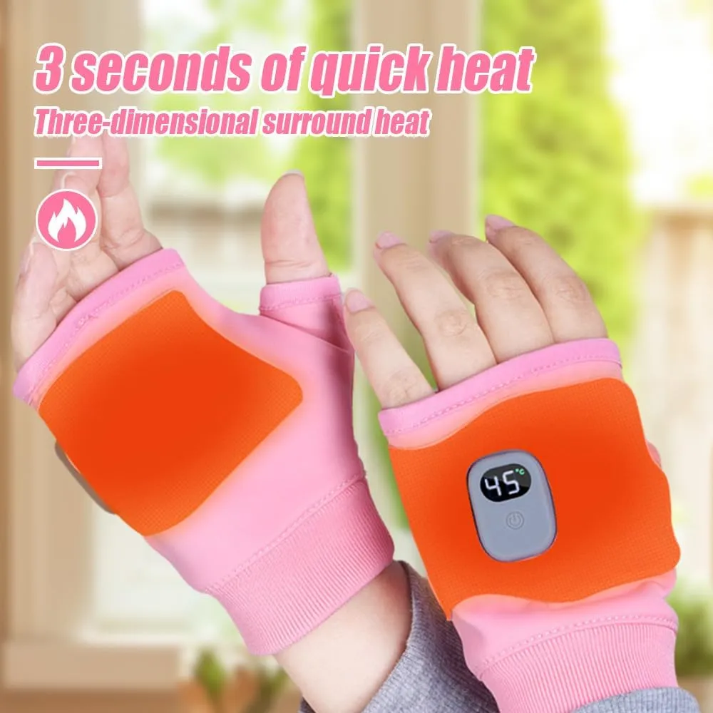 Fingerless Heating Gloves, Smart Thermostatic Heating Gloves, Rechargeable Winter Wind and Cold Electric Gloves, Winter Hand Warming Rechargeable Five-Finger Gloves, Bicycle Skiing