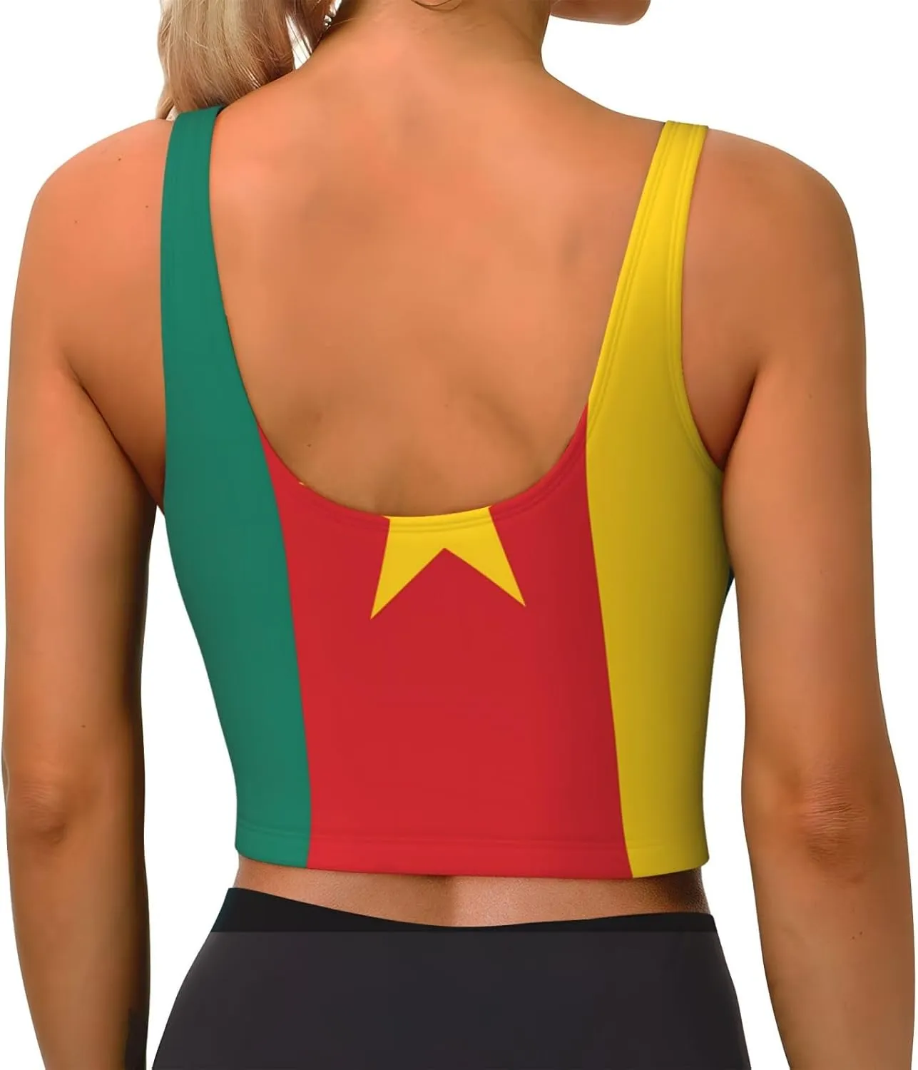 Flag of Cameroon Women's Sexy Sports Vest Sleeveless Athletic Gym T-Shirts Vest U-Shaped Back Quick Dry Top