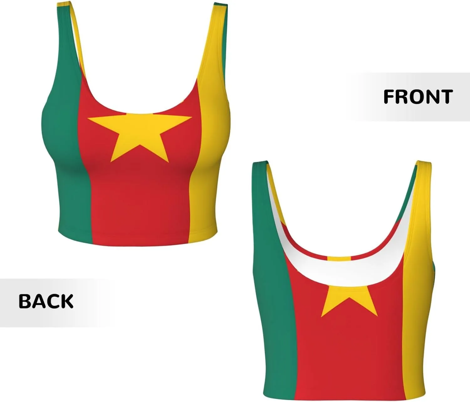 Flag of Cameroon Women's Sexy Sports Vest Sleeveless Athletic Gym T-Shirts Vest U-Shaped Back Quick Dry Top