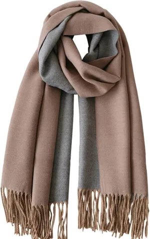 Floralies Cashmere Scarf for Women Wool Scarf Gift Box Double-sided Style Tassels Winter Thick Oversized Scarves Wraps