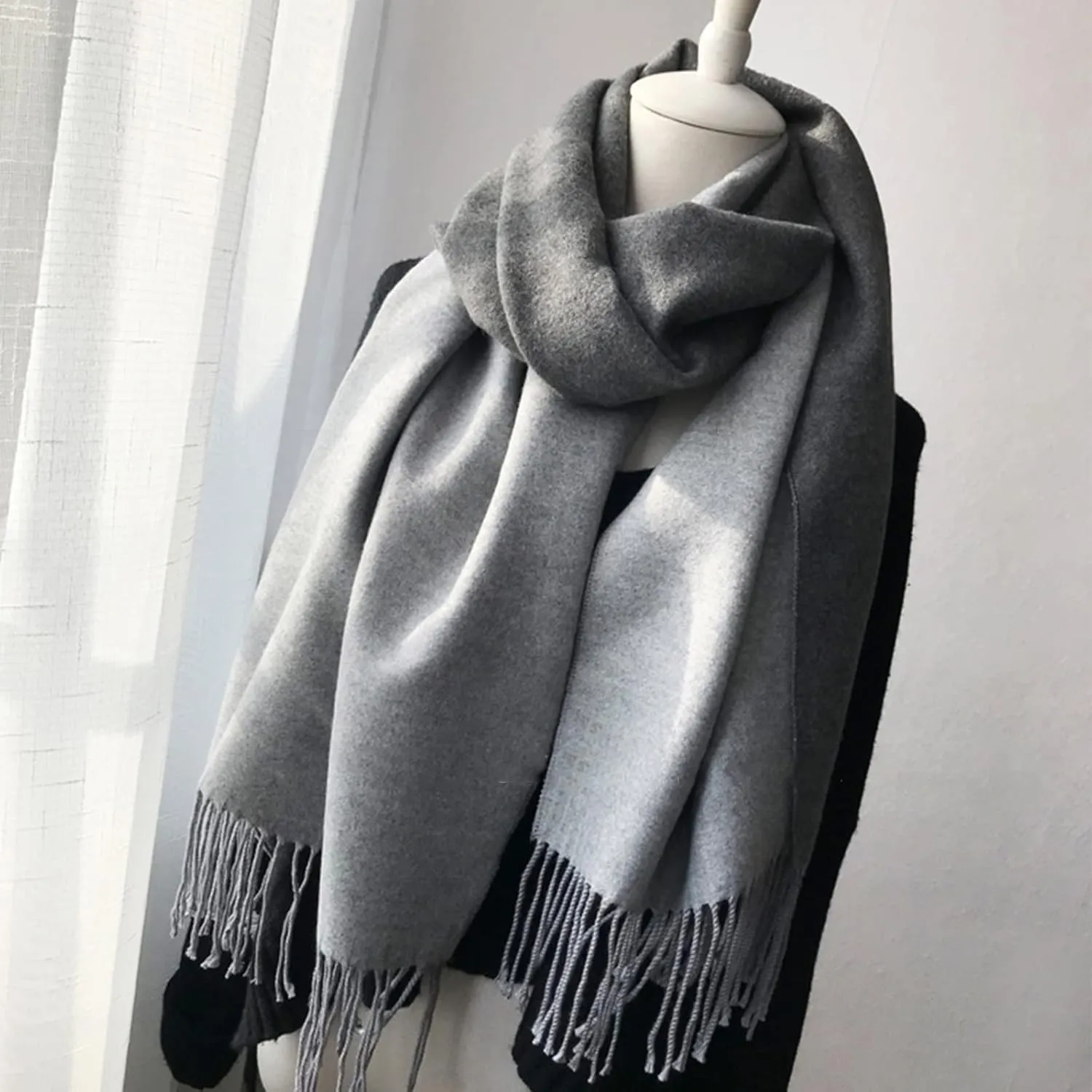 Floralies Cashmere Scarf for Women Wool Scarf Gift Box Double-sided Style Tassels Winter Thick Oversized Scarves Wraps
