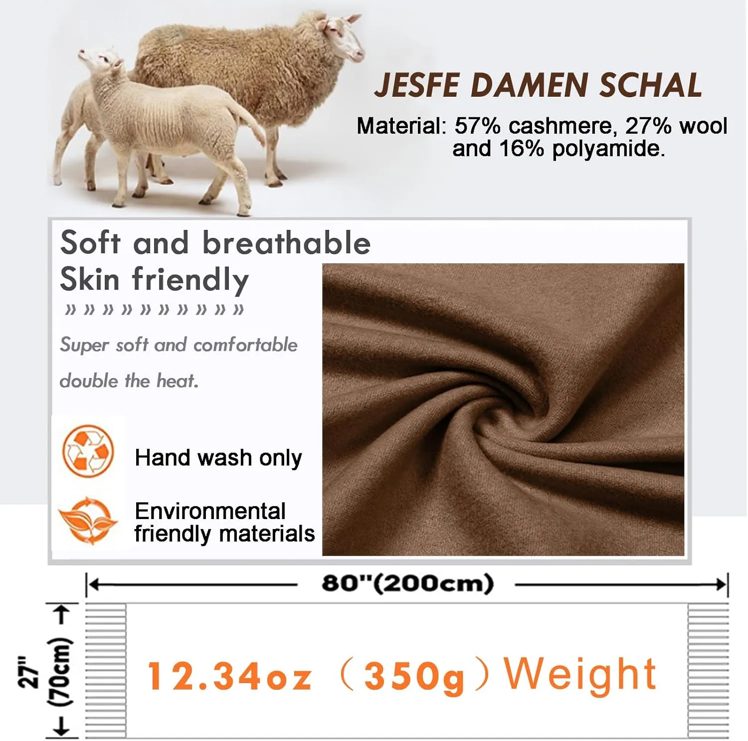 Floralies Cashmere Scarf for Women Wool Scarf Gift Box Double-sided Style Tassels Winter Thick Oversized Scarves Wraps