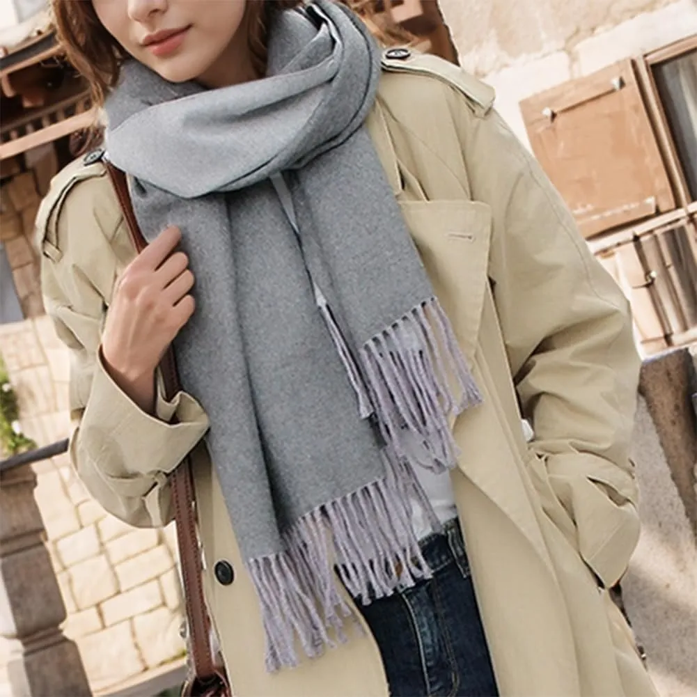 Floralies Cashmere Scarf for Women Wool Scarf Gift Box Double-sided Style Tassels Winter Thick Oversized Scarves Wraps