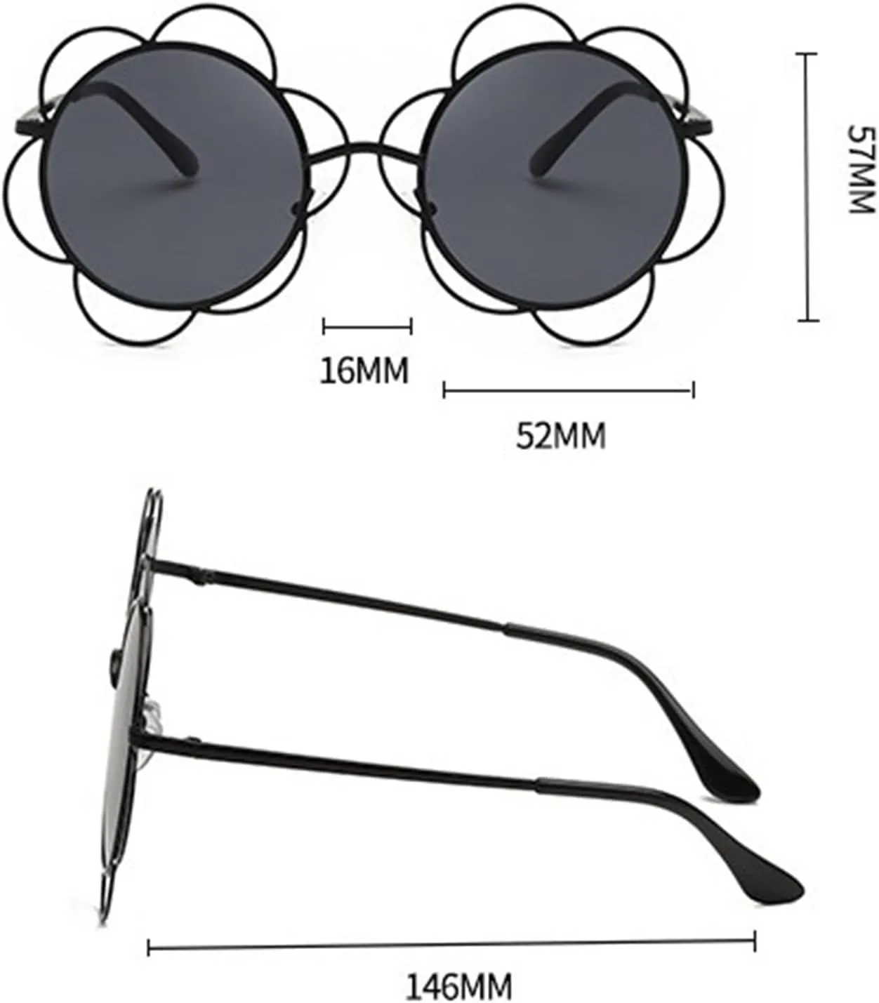Flower Hollowed Metal Frame Sunglasses For Men And Women Outdoor Vacation Party Decorative Sun Glasses