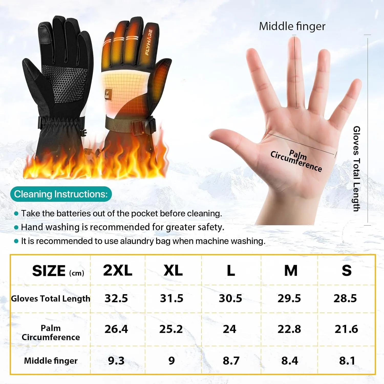 Flyhare Heated Gloves - Unisex Electric Rechargeable Heating Gloves with Touchscreen, Windproof & Waterproof Design, 5V Batteries Included, Warming Gloves for Men & Women