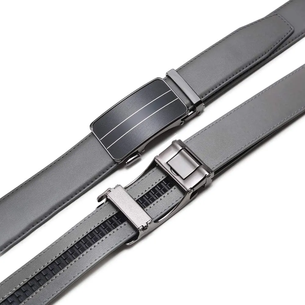 Founders & C Men's Ratchet Belt 1 3/8",Leather Dress Belt Adjustable with Click Sliding Buckle Trim to Exact Fit