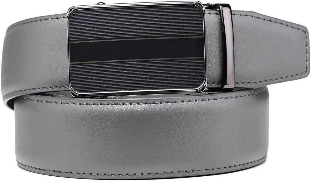 Founders & C Men's Ratchet Belt 1 3/8",Leather Dress Belt Adjustable with Click Sliding Buckle Trim to Exact Fit