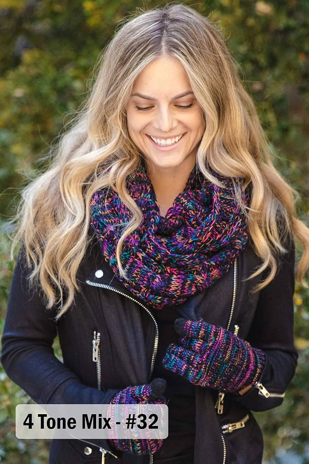 Funky Junque Exclusives Infinity Scarf with Matching Lined Touchscreen Gloves Bundle - Mother's Day Gift Set