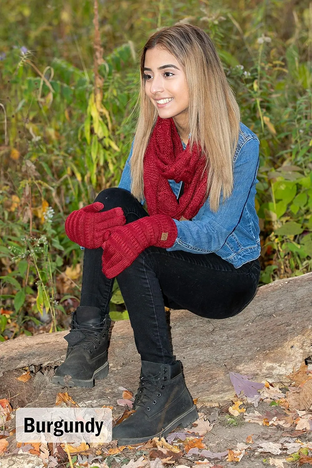 Funky Junque Exclusives Infinity Scarf with Matching Lined Touchscreen Gloves Bundle - Mother's Day Gift Set
