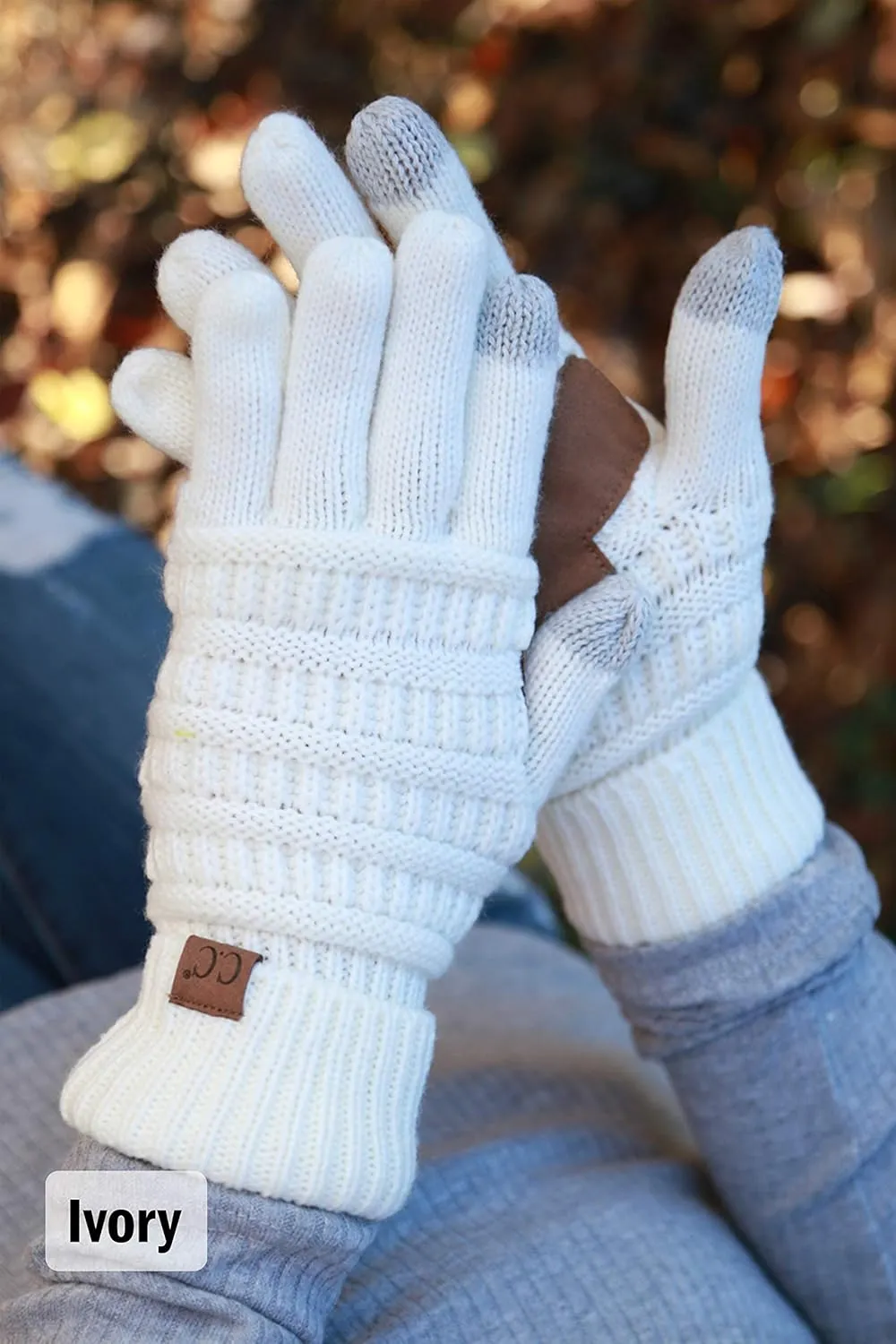 Funky Junque Winter Gloves Women Cold Weather Touch Screen Knit Matching Lined Warm Fleece Lined Touchscreen Texting