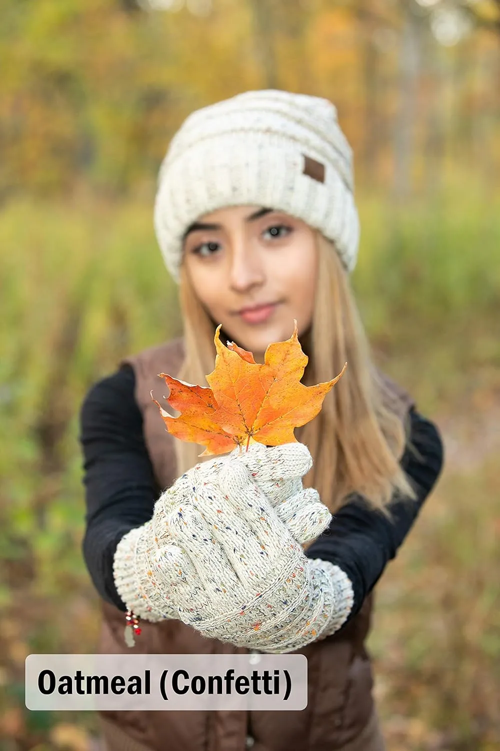 Funky Junque Winter Gloves Women Cold Weather Touch Screen Knit Matching Lined Warm Fleece Lined Touchscreen Texting