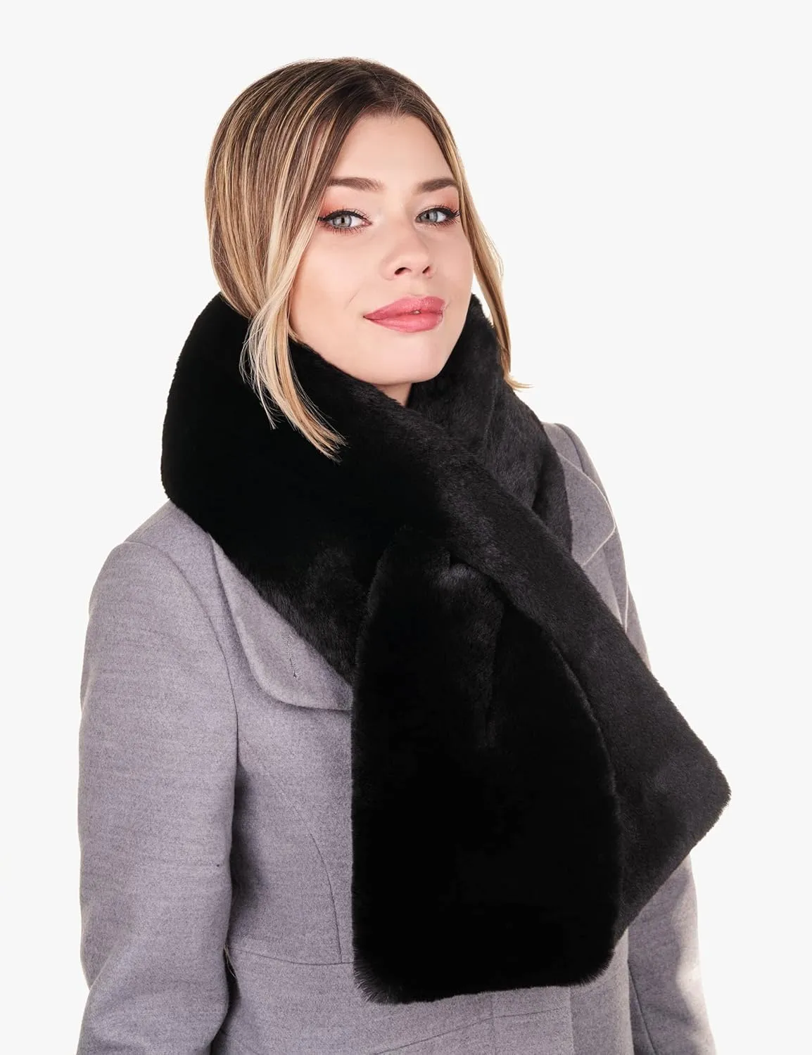 Futrzane Modern Scarf - Womens Faux Fur Stoles Wraps - Soft Collar for Jackets