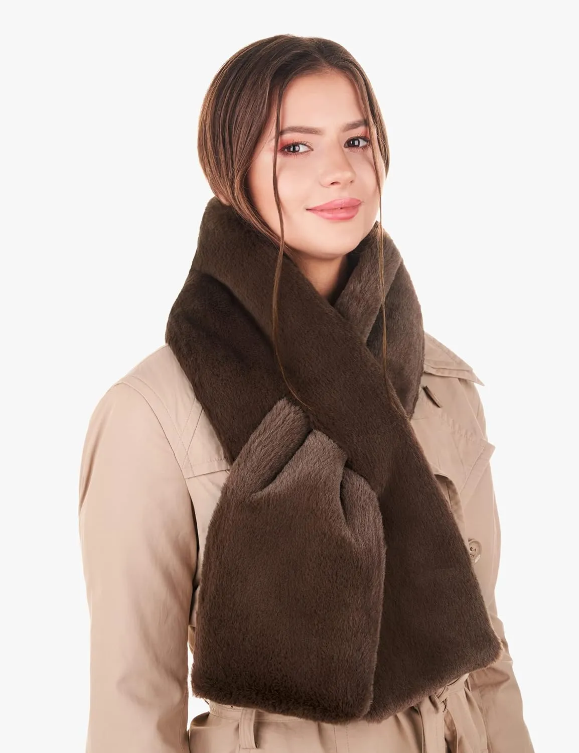Futrzane Modern Scarf - Womens Faux Fur Stoles Wraps - Soft Collar for Jackets