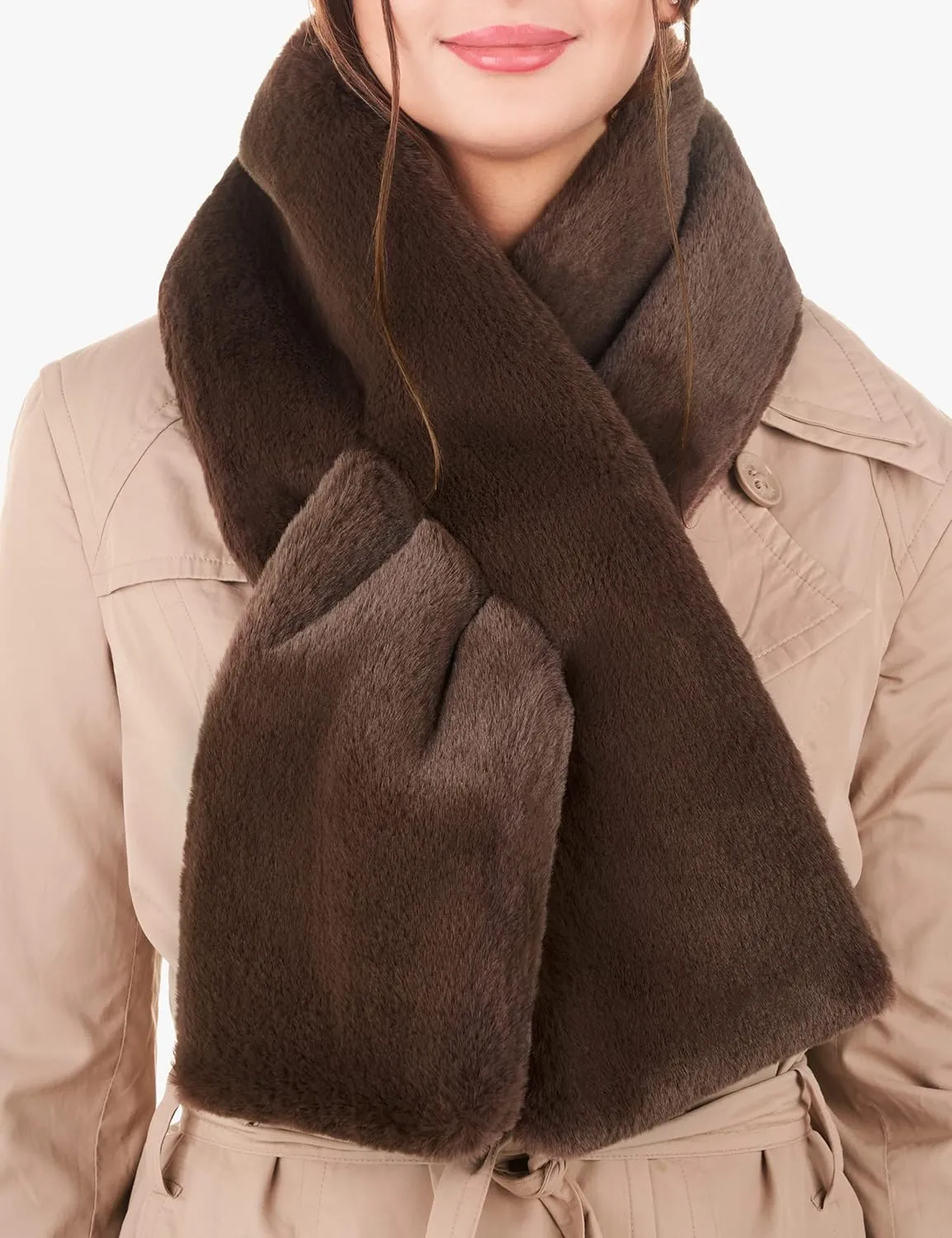 Futrzane Modern Scarf - Womens Faux Fur Stoles Wraps - Soft Collar for Jackets