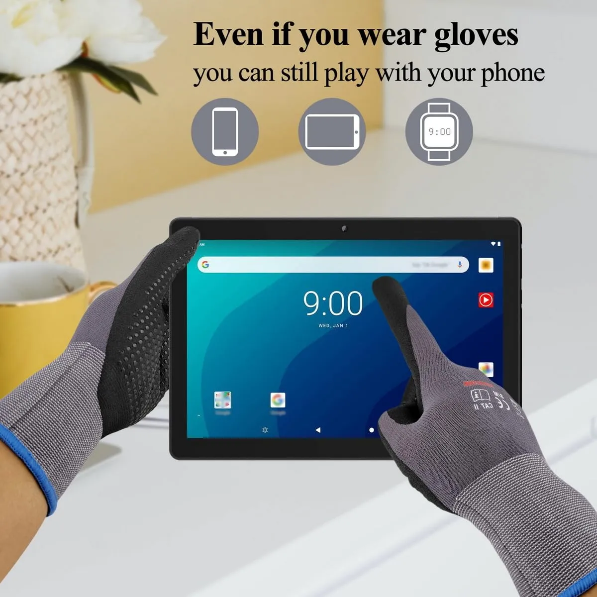 Gasoline Safety Work Gloves Extra Micro-Foam Nitrile Coated-12 Pairs,Endurance Seamless Knit Nylon Spandex,Dots on Palm, Dot Grip Gloves，Work Gloves Men and Women (12, S)