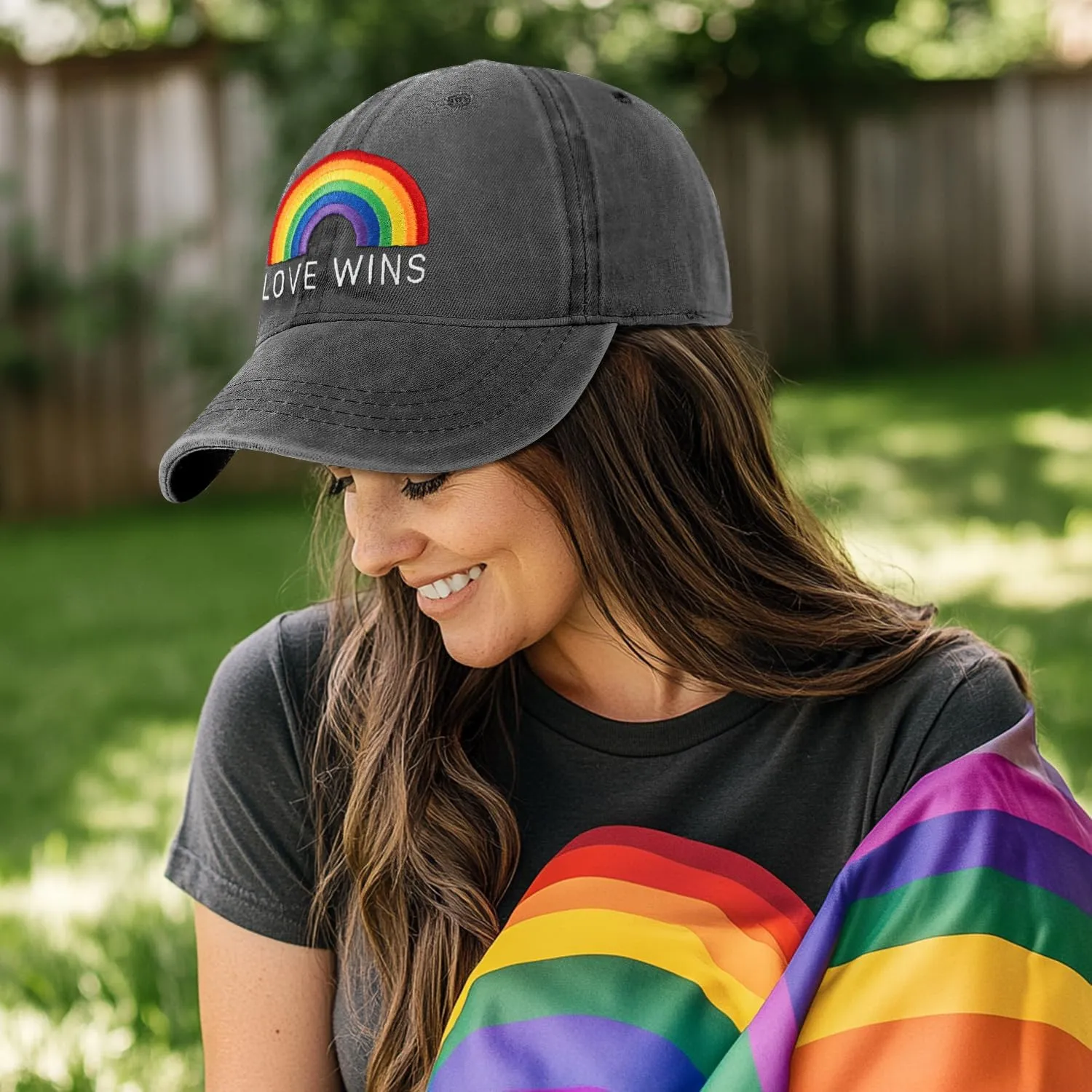 Gay Pride Trucker Hat for Men and Women Rainbow LGBT Embroidered Adjustable Washable Baseball Cap Accessories Gifts