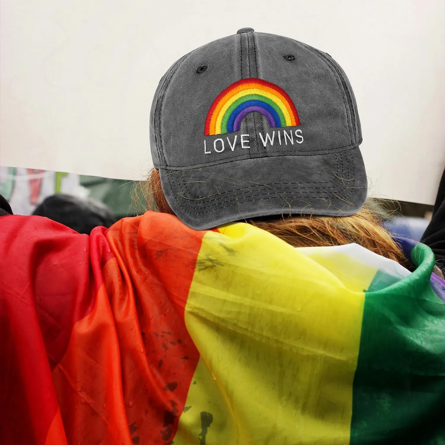Gay Pride Trucker Hat for Men and Women Rainbow LGBT Embroidered Adjustable Washable Baseball Cap Accessories Gifts