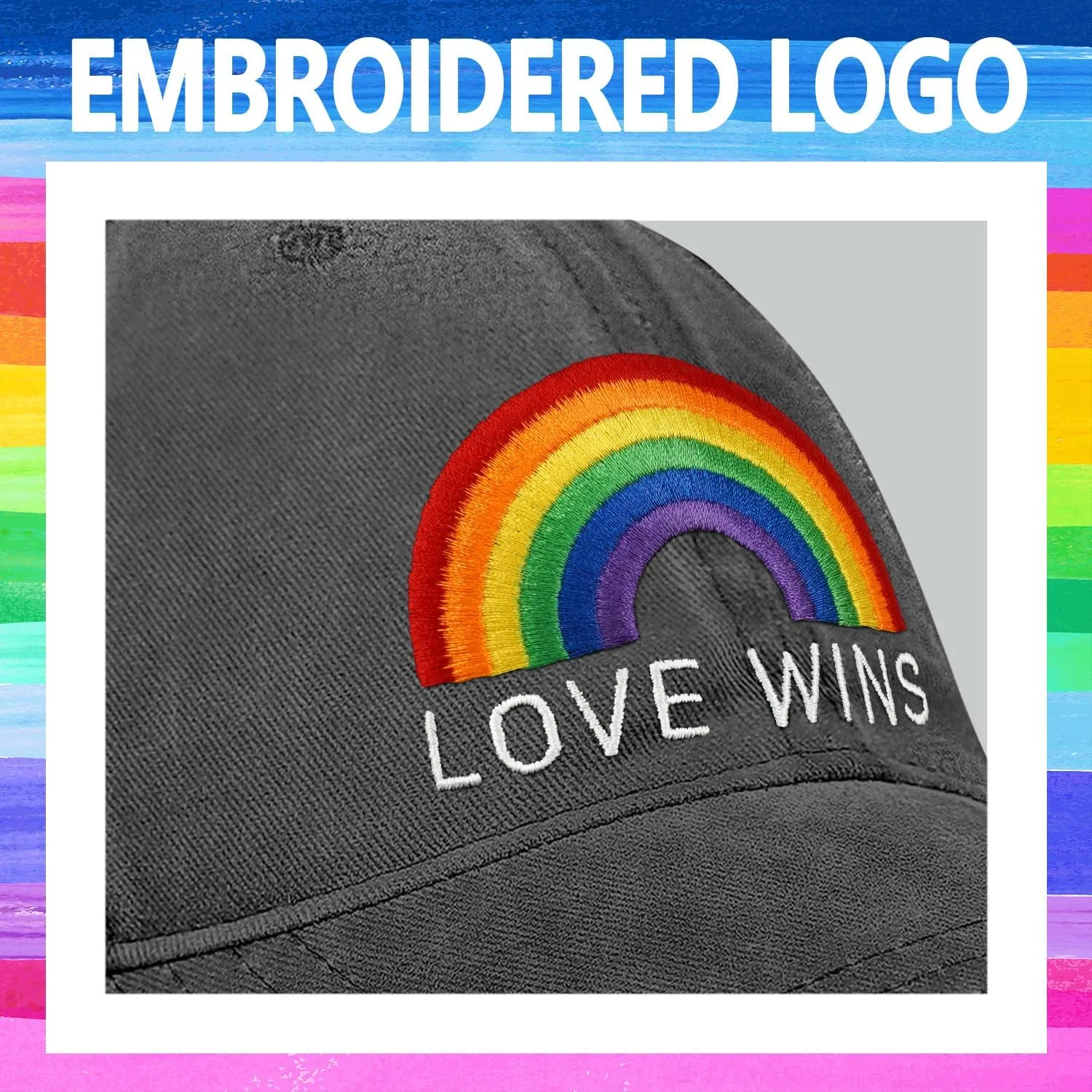 Gay Pride Trucker Hat for Men and Women Rainbow LGBT Embroidered Adjustable Washable Baseball Cap Accessories Gifts