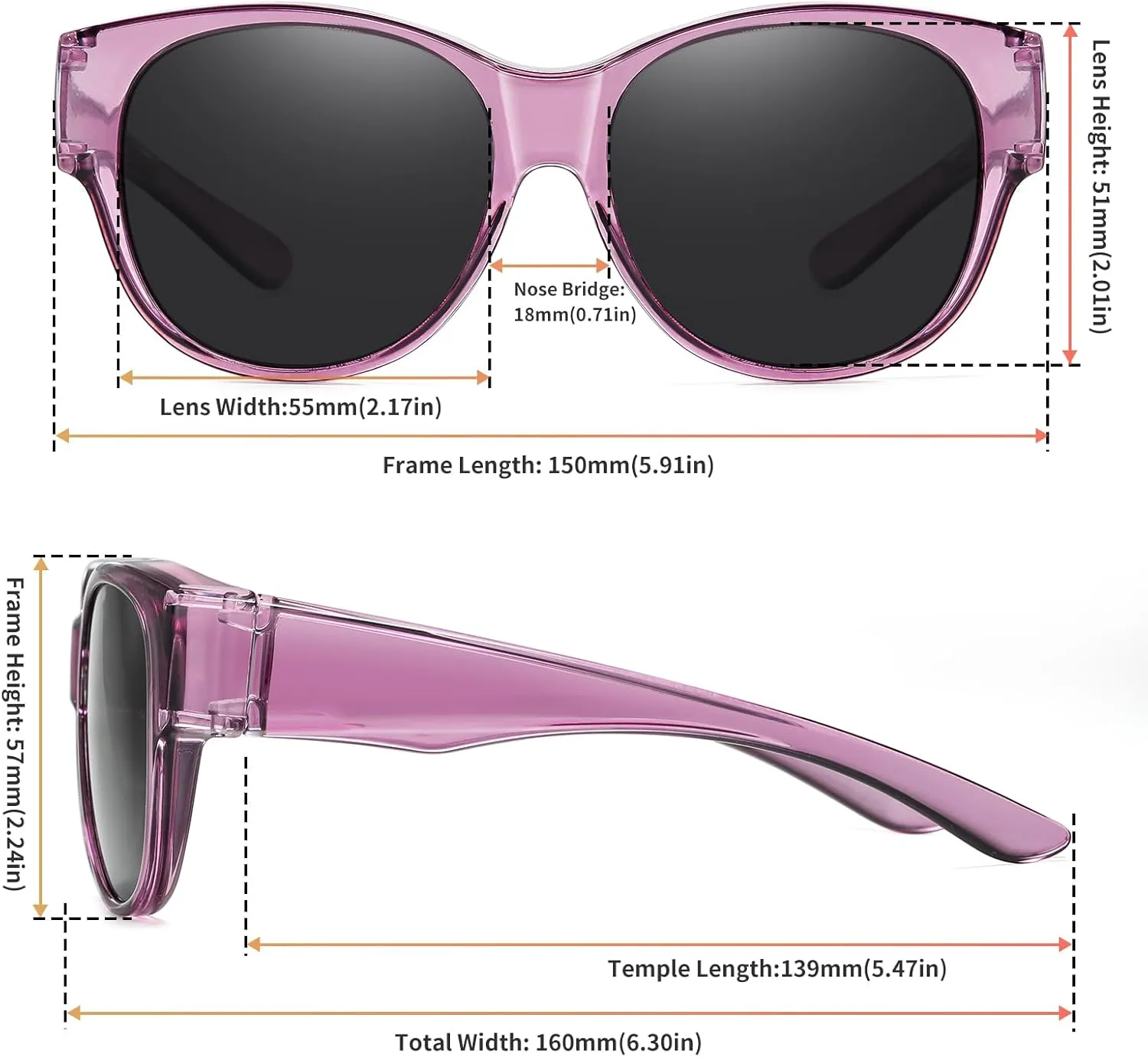 GEGURI Fit Over Glasses Polarized Sunglasses for Women & Men, Stylish Cat Eye Design Sun Glasses 100% UV Protection