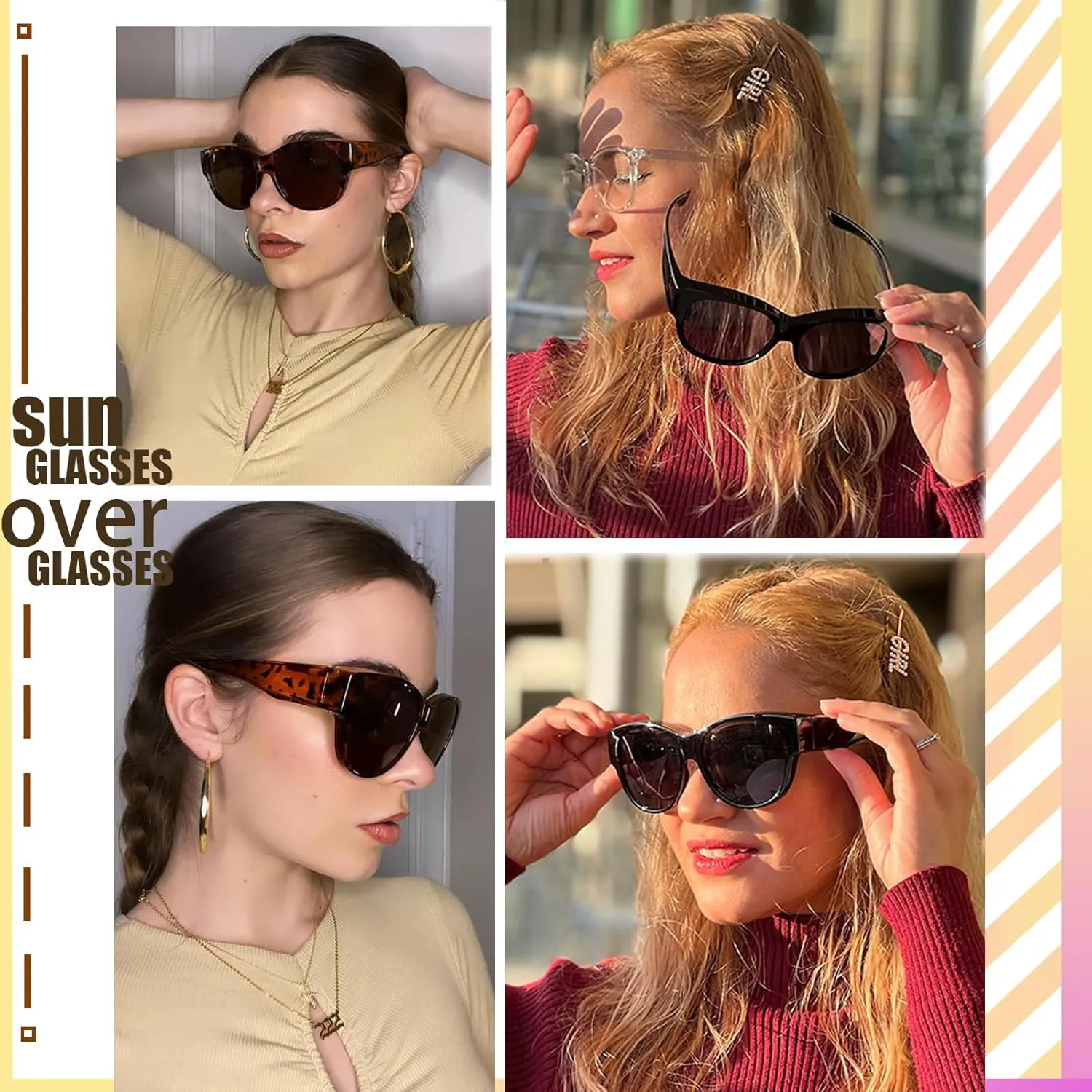 GEGURI Fit Over Glasses Polarized Sunglasses for Women & Men, Stylish Cat Eye Design Sun Glasses 100% UV Protection