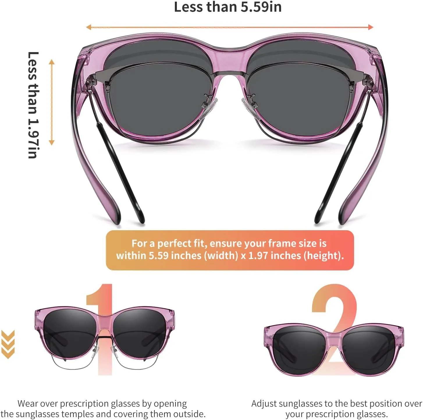 GEGURI Fit Over Glasses Polarized Sunglasses for Women & Men, Stylish Cat Eye Design Sun Glasses 100% UV Protection