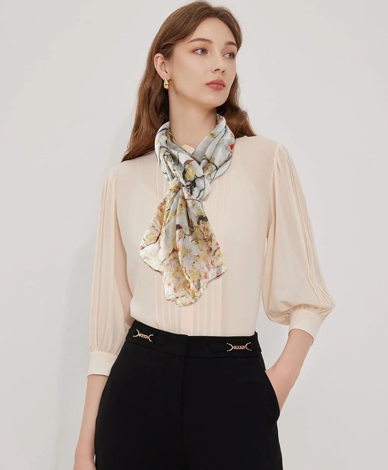 GERINLY Scarfs for Women Lightweight Floral Birds Print Cotton Scarves and Wraps for Summer Shawl