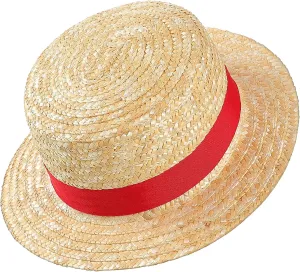 Geyoga Boater Hat, Straw Skimmer Hat, Wide Brim Boater Hat for Summer, 1920s Costume Accessories for Men and Women, Yellow