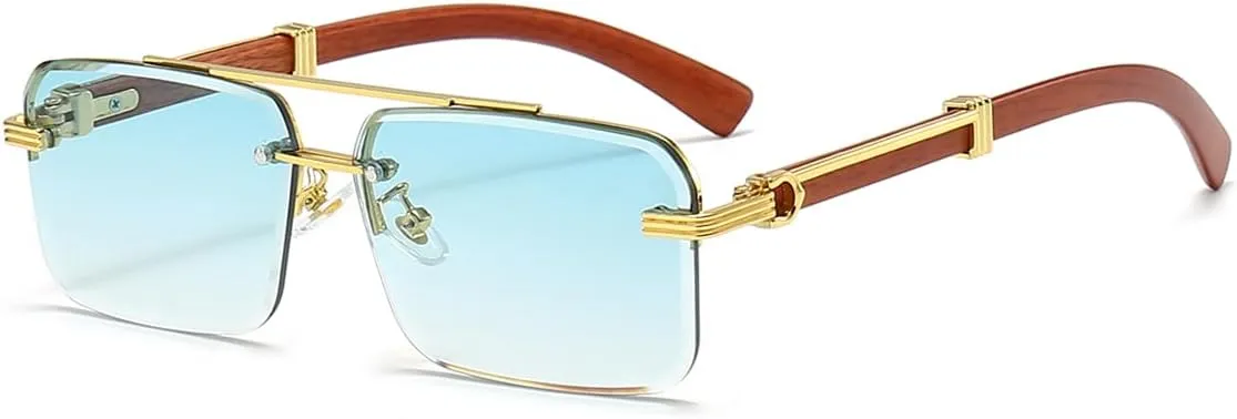 Gleyemor Mens Sunglasses Fashion Rimless Rectangle Sunglasses Square Frameless Sunglasses for Men