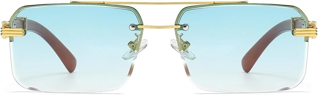 Gleyemor Mens Sunglasses Fashion Rimless Rectangle Sunglasses Square Frameless Sunglasses for Men