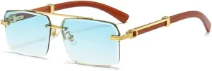 Gleyemor Mens Sunglasses Fashion Rimless Rectangle Sunglasses Square Frameless Sunglasses for Men