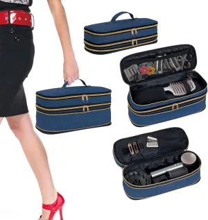 Hair Dryer Travel Carrying Case, Curling Iron Storage Bag, Slim Expandable Handheld Dual-Layer Travel Storage Bag for Dryer/Hair Tool Organizer/Style Organizer
