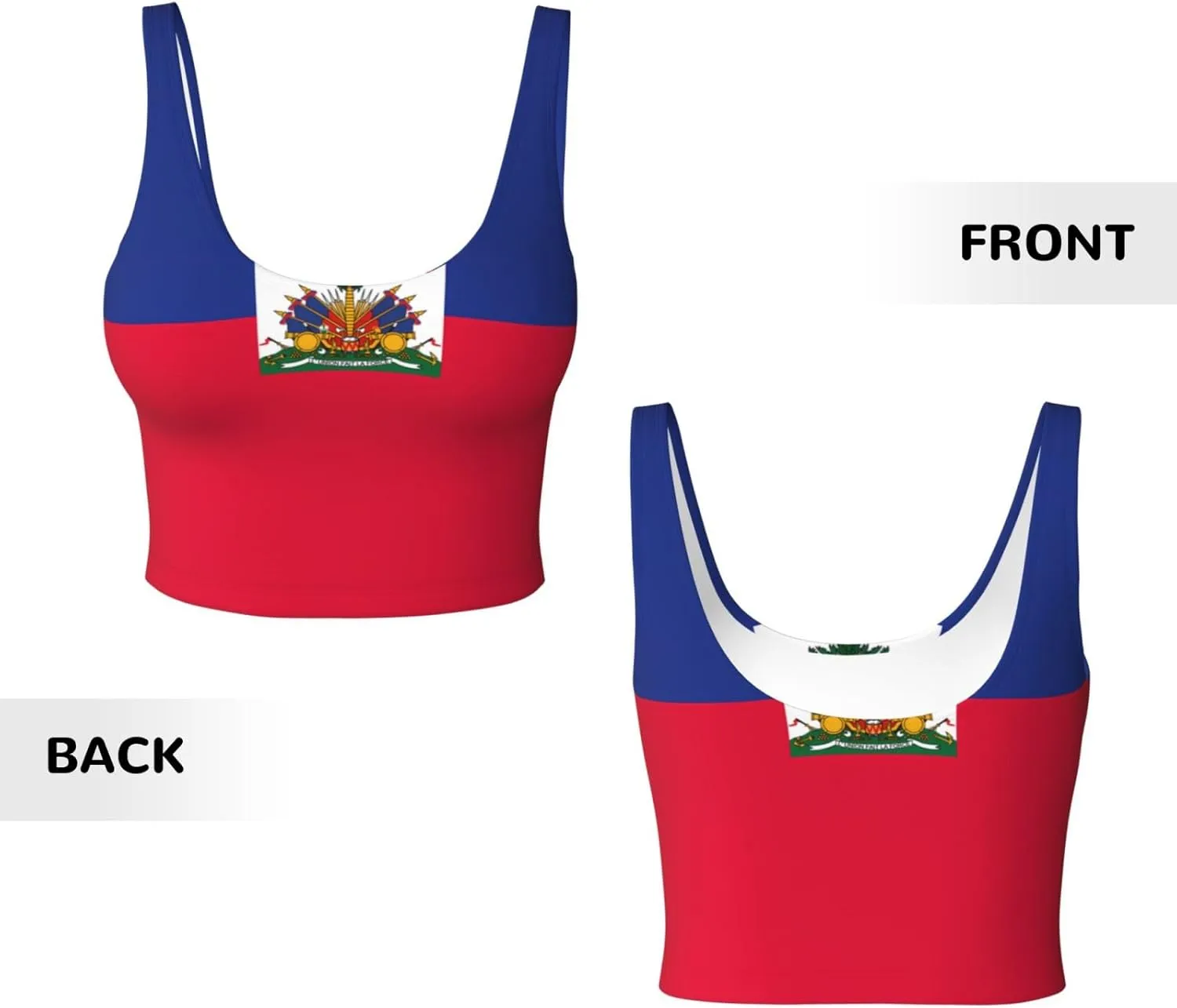 Haitian Flag Women's Sexy Sports Vest Sleeveless Athletic Gym T-Shirts Vest U-Shaped Back Quick Dry Top