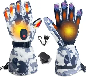 Heated Gloves, 5000mAh Rechargeable Battery, 3 Heating Levels, Waterproof Touchscreen, Men Women, Ski Hunting Fishing Cycling