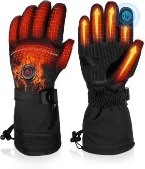 Heated Gloves - 5V Rechargeable, Waterproof, Non-Slip Electric Heating Gloves for Cycling, Skiing, Hiking, Hunting