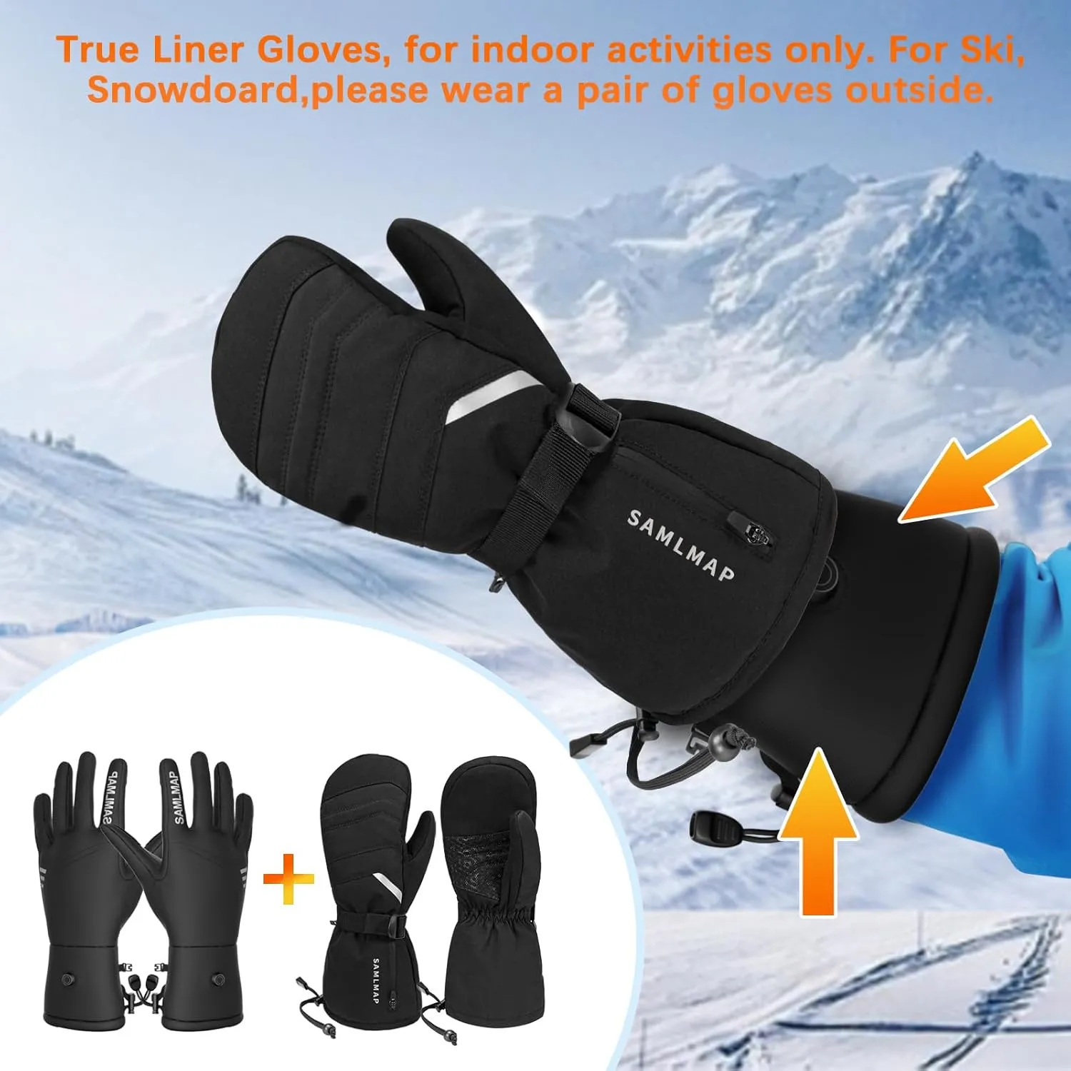 Heated Gloves, Electric Gloves Heated for Men/Women Rechargeable, Waterproof Work Motorcycle Glove for Winter Outdoor